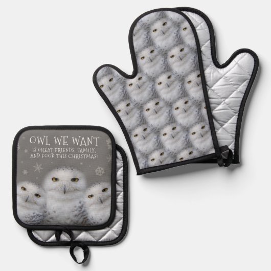 クおもしろいリスマスに行きたい…雪のフール 鍋つかみ&鍋敷きセット (正面/裏面)