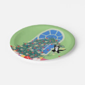 クおもしろいリスマスツリー猫 ペーパープレート (アングル)