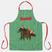 クおもしろいリスマスハット名前をカスタムする エプロン (正面)