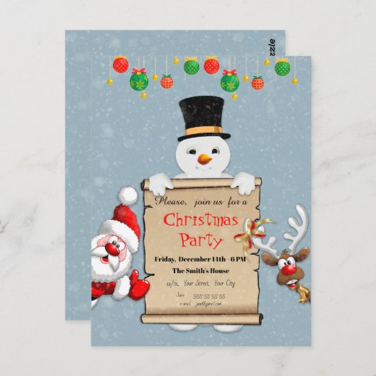 クおもしろいリスマス招待状パーティー ポストカード (正面/裏面)