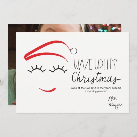 クおもしろいリスマス「クリスマスを覚ませ」のまつげ シーズンカード (正面/裏面)