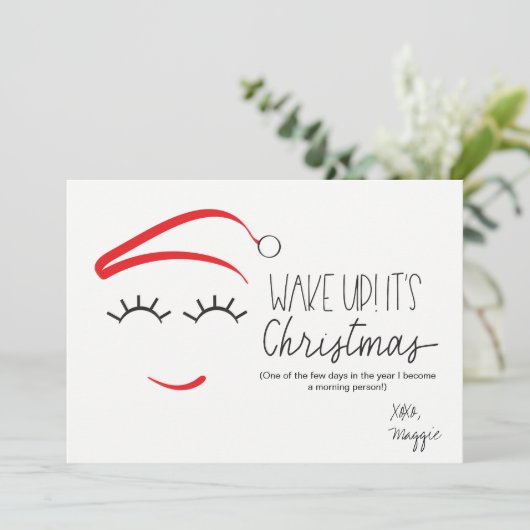 クおもしろいリスマス「クリスマスを覚ませ」のまつげ シーズンカード (スタンド正面)