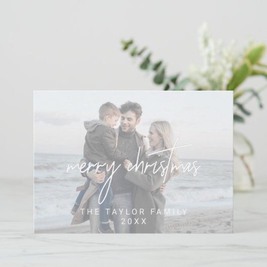 クお洒落リスマス(白) 2横向き写真 シーズンカード (スタンド正面)