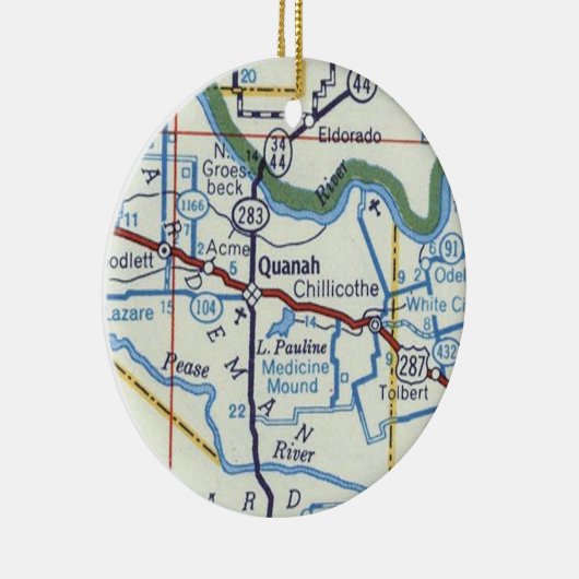 クァナテキサス州ヴィンテージマップ セラミックオーナメント (右)
