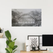 クアイサイドニューキャッスルプリントからのティーンブリッジズ ポスター (ホームオフィス)