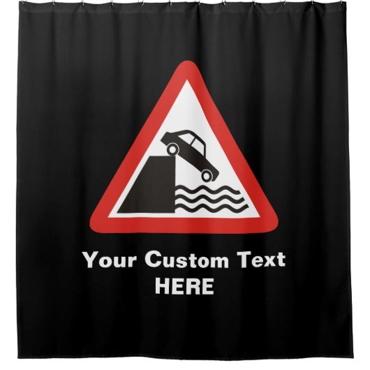 クアイサイド警告標識 シャワーカーテン (正面)