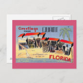 クアイン鍵ウェスト，フロリダ州レトロヴィンテージ ポストカード (正面/裏面)