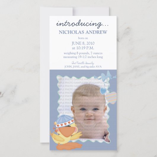 クアックベビー誕生のお知らせ：:: 01 案内状 (正面)