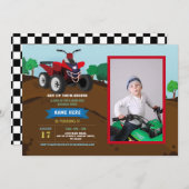 クアッドバイク誕生日招待状乗馬泥おもしろい写真 招待状 (正面/裏面)