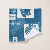 クアベイハワイアン海底シェルズコーディネートインディゴ バスタオルセット (ウォッシュタオル)