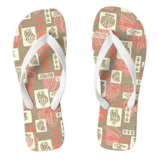クアベイハワイアン海底シェルズ – サンゴ ビーチサンダル (フットベッド)
