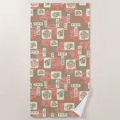 クアベイハワイアン海底シェルズ – サンゴ ビーチタオル (正面)