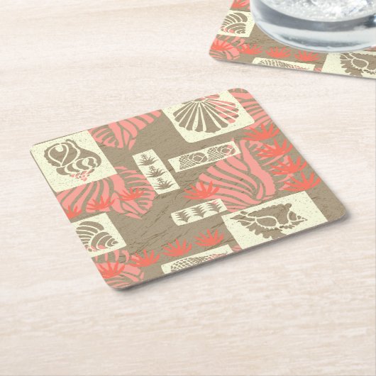 クアベイハワイアン海底シェル スクエアペーパーコースター (アングル)