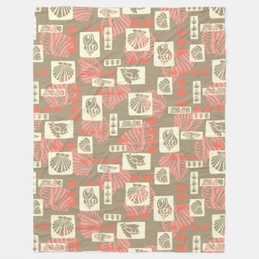 クアベイハワイアン海底シェル フリースブランケット (正面)