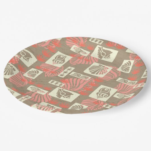 クアベイハワイアン海底シェル ペーパープレート (アングル)