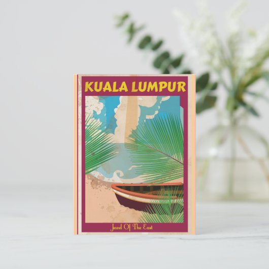 クアラルンプールのヴィンテージ旅行ポスター ポストカード (スタンド正面)