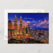 クアラルンプールの夜のスカイライン ポストカード (正面/裏面)