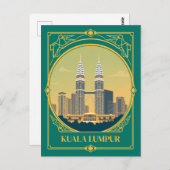 クアラルンプールアールデコペトロナスツインタワーズヴィンテージ ポストカード (正面/裏面)