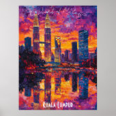 クアラルンプールスカイライン鮮やか – マレーシアウォールアート ポスター (正面)