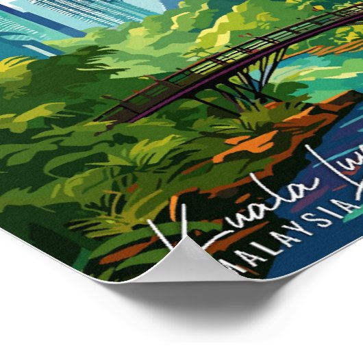 クアラルンプールマレーシアのヴィンテージ旅行イラストレーション ポスター (角)