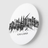 クアラルンプールマレーシアスカイラインBW ラージ壁時計 (傾斜)