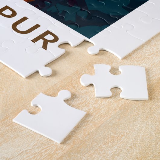 クアラルンプールマレーシアトラベルアートヴィンテージ ジグソーパズル (側面)