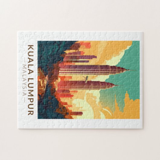 クアラルンプールマレーシアトラベルアートヴィンテージ ジグソーパズル (横)