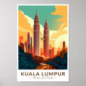 クアラルンプールマレーシアトラベルアートヴィンテージ ポスター (正面)