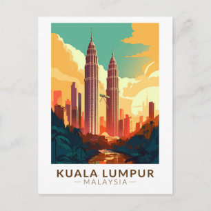 クアラルンプールマレーシアトラベルアートヴィンテージ ポストカード