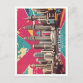 クアラルンプールマレーシアポップ・アートのアートトラベルイラストレーション ポストカード (正面)