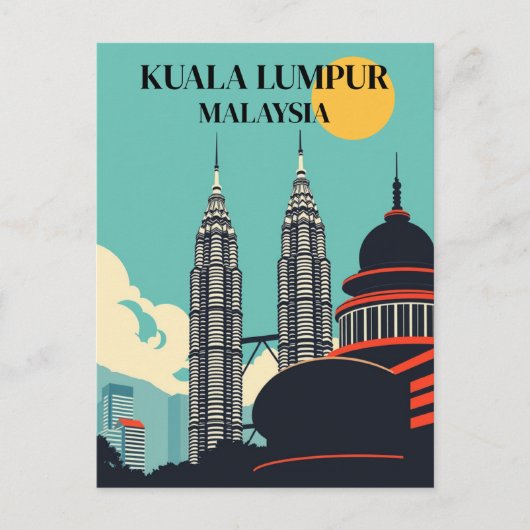 クアラルンプールマレーシアレトロシティスケープ ポストカード (正面)