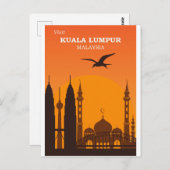 クアラルンプールマレーシアヴィンテージシティスカイライントラベル ポストカード (正面/裏面)