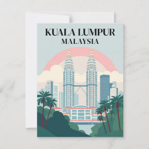クアラルンプールマレーシアヴィンテージシティスケープ旅行 ポストカード