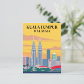 クアラルンプールマレーシアヴィンテージタワーズシティスケープ ポストカード (スタンド正面)
