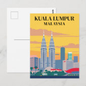 クアラルンプールマレーシアヴィンテージタワーズシティスケープ ポストカード (正面/裏面)
