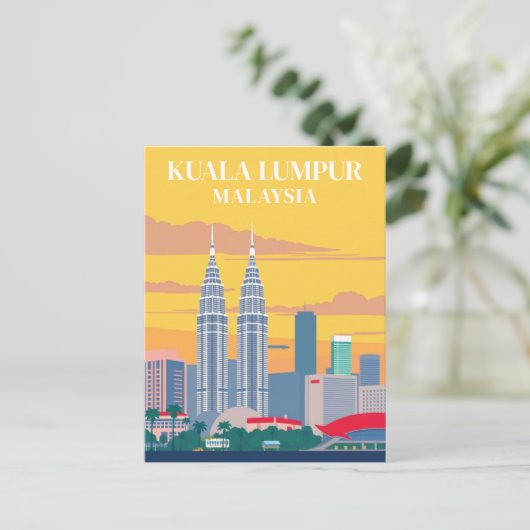 クアラルンプールマレーシアヴィンテージタワーズシティスケープ ポストカード (スタンド正面)
