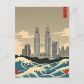 クアラルンプールヴィンテージジャパンウェーブスタイルスカイライン ポストカード (正面)