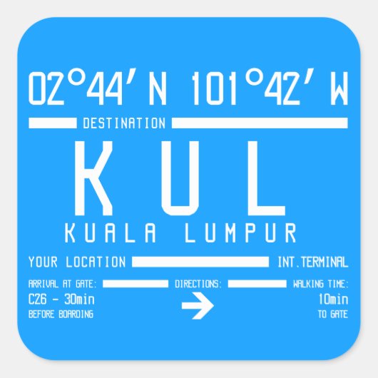 クアラルンプール国際的エアポートコード スクエアシール (正面)