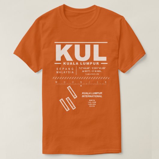 クアラルンプール国際的エアポートKUL Tシャツ (デザイン正面)