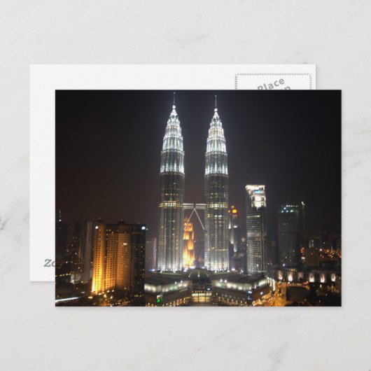 クアラルンプール, マレーシアのペトロナスツインタワー ポストカード (正面/裏面)