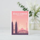 クアラルンプールMalaysia Pink Vintage Travel Poster ポストカード (スタンド正面)