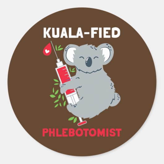 クアリファイドPhlebotomist Phlebotomy Koala動物 ラウンドシール (正面)