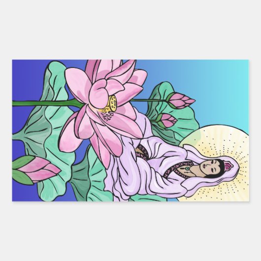 クアンイン(クアンイン)ザロータス 長方形シール (正面)