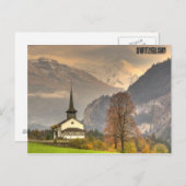 クアンデルグルントスイス教会スノーウィスイスアルプス ポストカード (正面/裏面)