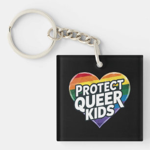 クィアの子供たちを守ろう レインボーハート LGBTプライド キーホルダー
