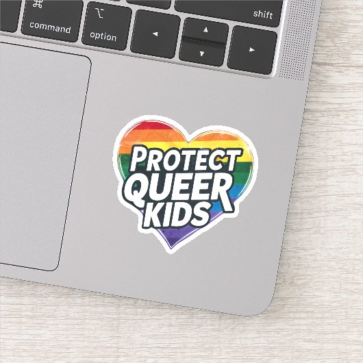 クィアの子供たちを守ろう レインボーハート LGBTプライド シール (詳細)