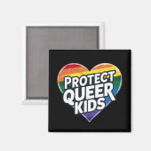 クィアの子供たちを守ろう レインボーハート LGBTプライド マグネット (正面/裏面)