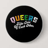 クィアはお互いに思いやりを持って LGBT Pride Gay 缶バッジ (正面)