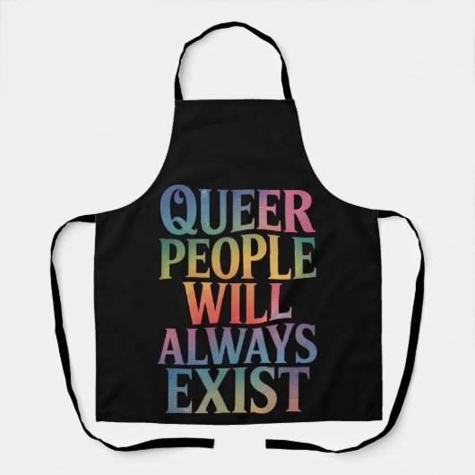 クィアは消えない LGBTQIAプライド アライ エプロン (正面)