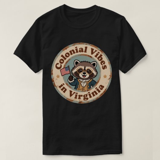 クィアキーな歴史的チャーム バージニア ビンテージ アライグマ Tシャツ (デザイン正面)